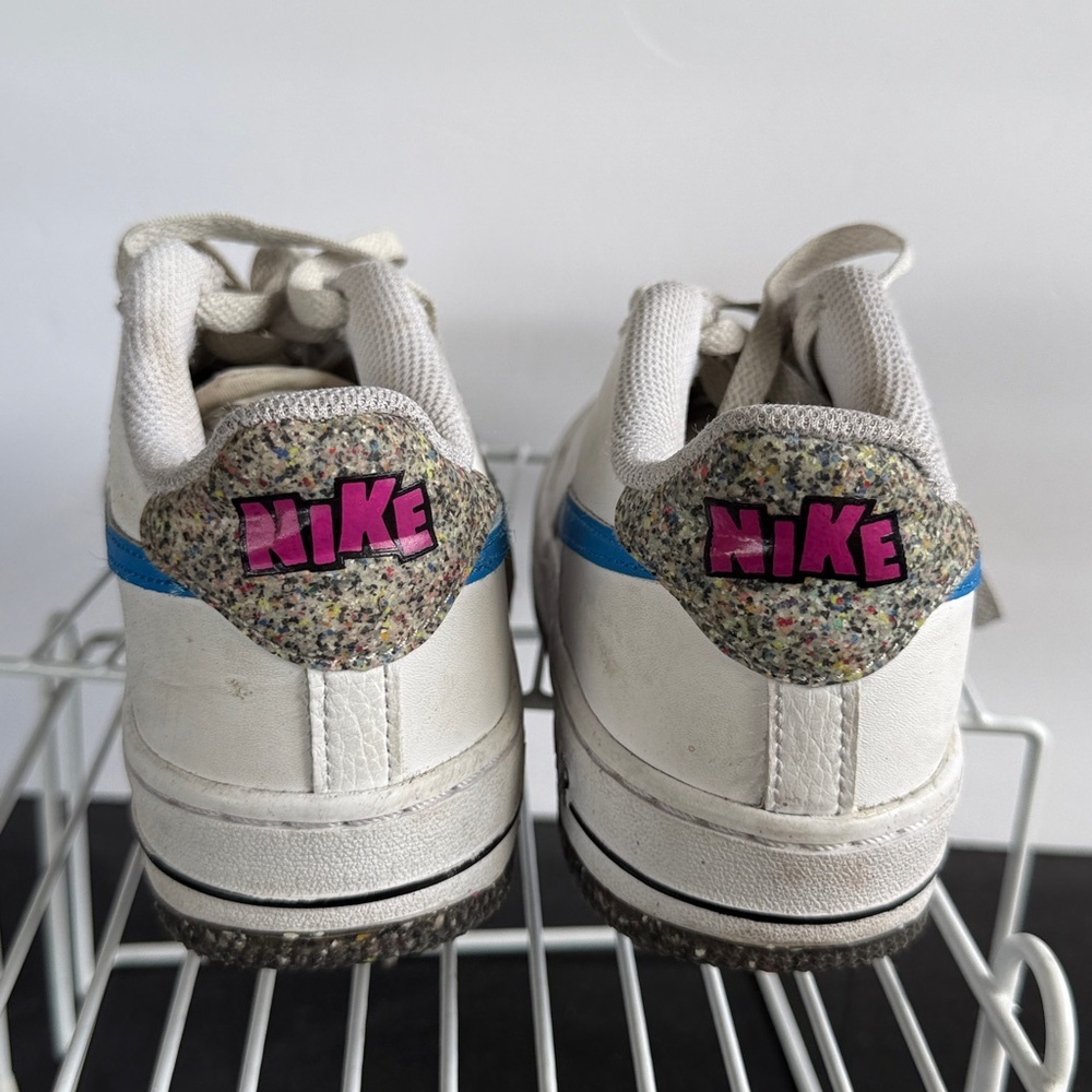RARE Nike Air Force 1 LV8 Kids 4.5Y Girls Sneakers White & Blue AF1